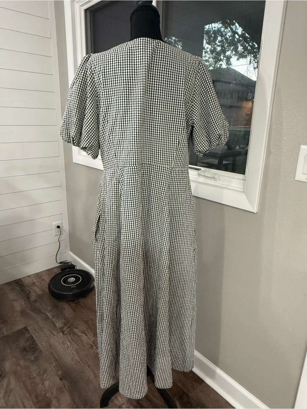 Nobody's Child Women's 12 Black White Check Gingham Puff Sleeve Dress - Picture 6 of 7